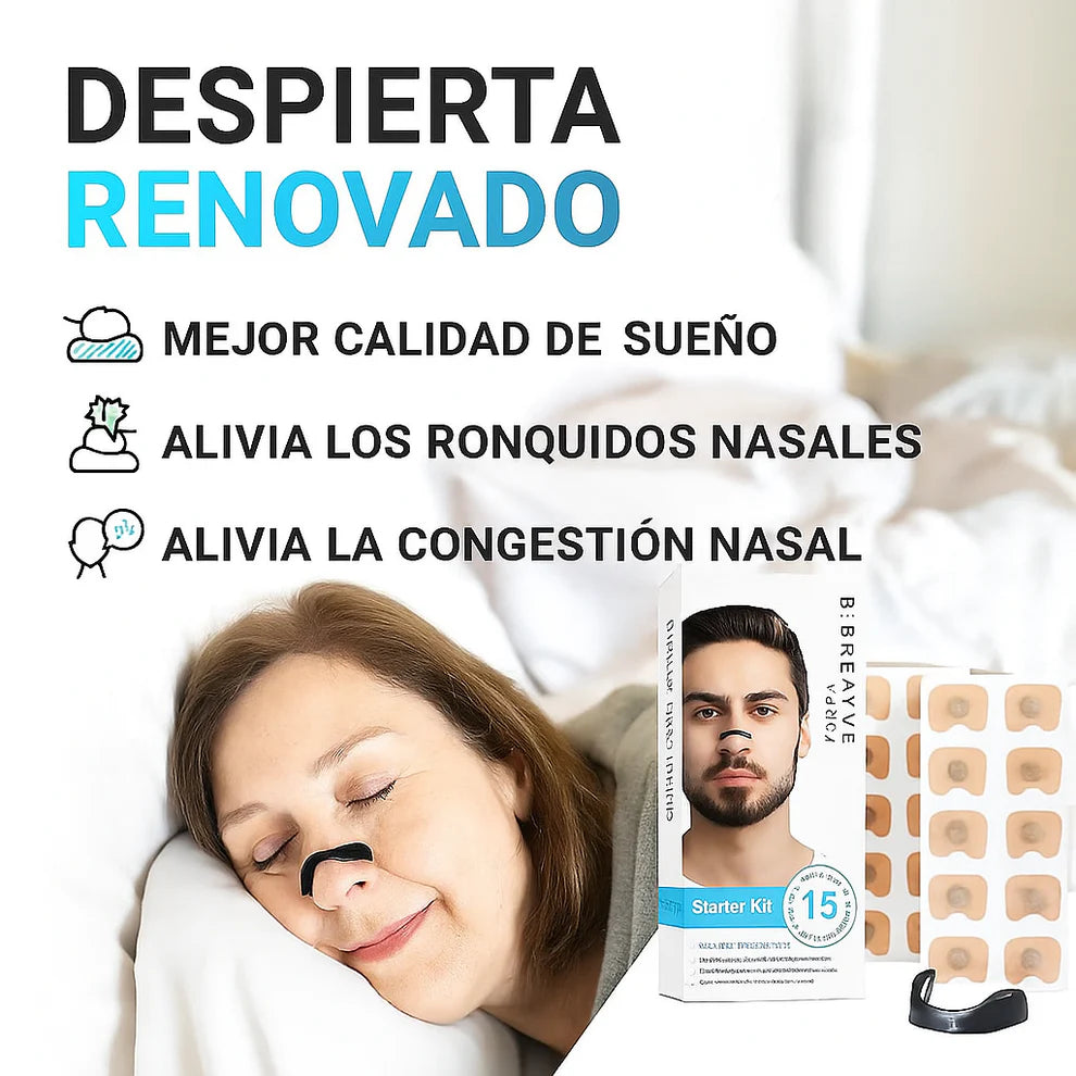 RespiraPlus BANDA NASAL - Dile Adiós a los Ronquidos Kit 4 tiras + 15 parches