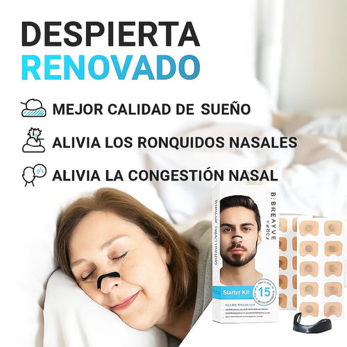 RespiraPlus BANDA NASAL - Dile Adiós a los Ronquidos Kit 4 tiras + 15 parches