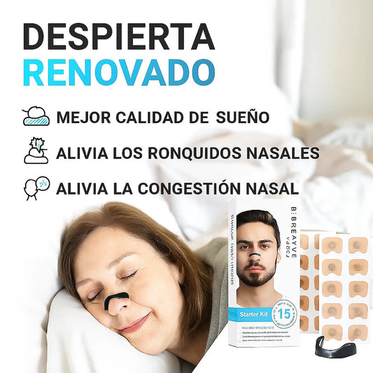RespiraPlus BANDA NASAL - Dile Adiós a los Ronquidos Kit 4 tiras + 15 parches